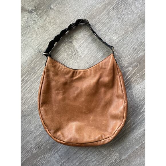 Boden Brown Leather Hobo Shoulder Bag - Large - Woven Strap - Picture 2 of 9